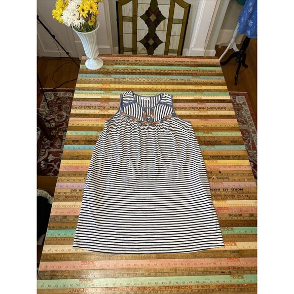 Anthropologie Striped Midi Dress - Navy and White - Picture 12 of 16